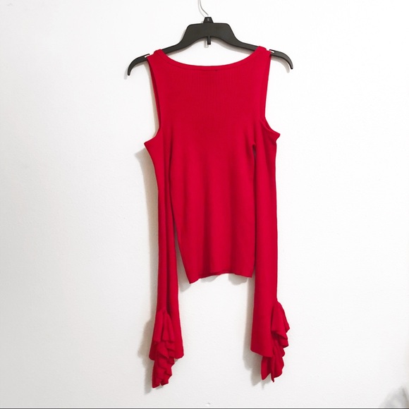 Express | Cold Should Shoulder Ruffle Sweater - Picture 2 of 4